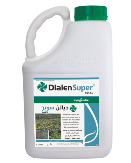 Dialen Super 464 SL Syngenta, herbicide systémique au dicamba et 2,4-D contre les dicotylédones des céréales en Tunisie