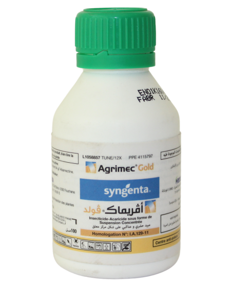 Agrimec Gold 084 SC Syngenta, insecticide-acaricide à base d’abamectine contre les acariens, mineuses et psylles en Tunisie