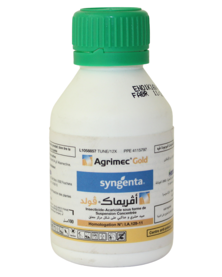 Agrimec Gold 084 SC Syngenta, insecticide-acaricide à base d’abamectine contre les acariens, mineuses et psylles en Tunisie
